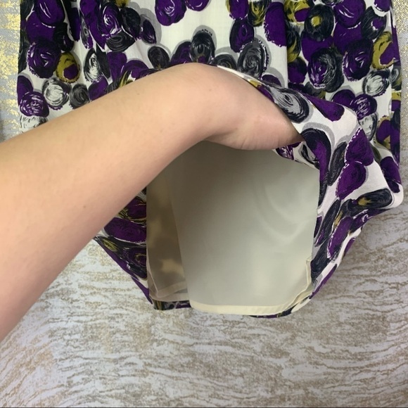 HOBBS London Purple/White Floral Print 100% Wool Skirt Size 10 - Picture 4 of 14